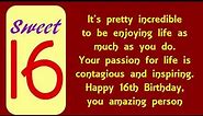 Happy 16th Birthday Wishes - Sweet Sixteen Birthday Messages
