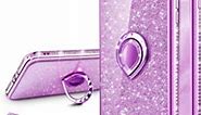 VEGO Compatible iPhone 7 Plus Glitter Case iPhone 8 Plus Sparkle Bling Diamond Case with Kickstand Rhinestone Bumper Case with Ring Stand for iPhone 7 Plus 8 Plus 6S Plus 6 Plus 5.5 inches (Purple)