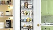 TIMEBAL 8 Tier Over The Door Pantry Organizer and Storage Rack with 8 Full Baskets, Metal Hanging & Wall Mounted Kitchen Storage Spice Rack, Bathroom Over Door Organizer-Black
