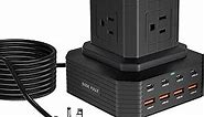 Surge Protector Power Strip Tower Desktop Charging Station, 6.6Ft Extension Cord with 5 AC Outlets 8 USB Ports（4 USB C ） Power Tower Overload Protection for Home Office Dorm Room