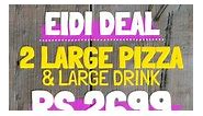 It's Time To Get Your Eidi From Broadway Pizza! Get 2 large pizzas and a large drink for just Rs. 2699/- *Terms and conditions apply - Inclusive of tax - Valid 10 Cities Nationwide - Valid Dine in Takeaway Delivery - ⁠Valid From 1st Eid Day till 25th April Order Now! Call: 021-111-339-339 Visit: www.broadwaypizza.com.pk ⁠ Whatsapp: https://wa.me/9221111339339 Or through our Super Fast Ordering App: Google Play: https://app.broadwaypizza.pk/googleplay Appstore: https://app.broadwaypizza.pk/AppSto