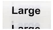 Large Size Stickers for Clothing, 1.25 x 5 Inch, 125 Labels per Roll - Clear Plastic Apparel Size Strips with Black and White Text - Clothing Brand Supplies for Retail & Thrift Stores