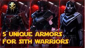 5 unique Sith Warrior Armors | SWTOR 2021