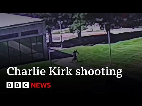 Police release video showing Charlie Kirk shooting suspect fleeing scene | BBC News