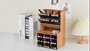 Wooden Pencil Holder, Pen Organizer for Desk with 15 Compartments + Drawer, Multi-Functional DIY Pencil Organizer, Desktop Stationary Art Supplies Storage, Easy Assembly(Black)
