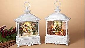 10.6 inch Battery Operated Spinning Water Lantern Snow Globe with Christmas Scene, Choose Between Snowman or Santa (Santa)