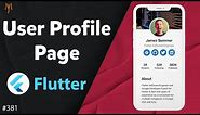 Flutter Tutorial - User Profile Page UI With Profile Picture | CircleAvatar, Stack, Positioned