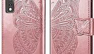 NKECXKJ LG Stylo 7 Case, Design for LG Stylo 7 5G Case with Card Holder Stand Kickstand for Women Girls Boys,Lg Stylo7 Lgstylo7 Wallet Cute Rugged PU Leather Flip Protective Cover 6.8 inch-Rosegold