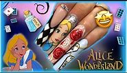 XXL Alice in Wonderland Nails! 💙 Hand Painted Character Nail Art | DIY Tutorial