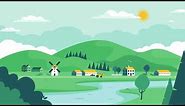 4K Animated cartoon farmhouse background landscape l Free cartoon background l loop animation