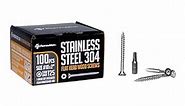 FM FastenMon #10 x 2 Inch Stainless Steel Deck Screws - 100 Pieces, 304 Grade with T25 Star Drive Bit - Ideal for Outdoor Wood Projects