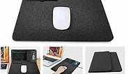 Qi Wireless Charging Mouse Pad with 8" LCD Writing Tablet,15W Fast Charging Mouse Mat, 3-in-1 Foldable & Vertical Desk Pad,Hard Micro-Textured Fabric PU Surface(Black)