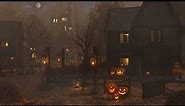 Halloween Spooky Ambience - Haunted Houses Village | Rainy Halloween