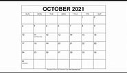Printable October 2021 Calendar Templates with Holidays - Wiki Calendar