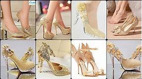 Beautiful gold bridal shoe in lagos | fashion comfortable gold wedding shoes | gold bridal shoe 2023