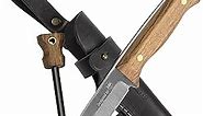 BPS Knives Bushmate Designed by DBK - Bushcraft Knife - Fixed-Blade Carbon Steel Knife with Leather Sheath and Firestarter - Outdoor Full Tang Knife - Camping Survival Knives