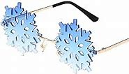 LASPOR Novelty Snowflake Shape Sunglasses for Women Men Halloween Christmas Party Glasses Prom Accessories (Blue gradient)