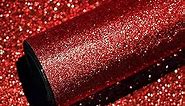 VEELIKE 15.7''x354'' Red Glitter Wallpaper Peel and Stick Sparkle Glitter Red Contact Paper Self Adhesive Decorative Removable Glitter Fabric Wall Coverings for Bedroom Living Room Walls Cabinets DIY