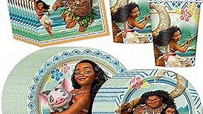 Unique Moana Party Supplies, Moana Birthday Party Supplies Featuring Moana and Maui, Serves 16, With Plates, Cups and Napkins, Officially Licensed, Multicolor