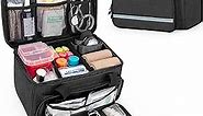 CURMIO Small First Aid Bag Empty, Family First Aid Kit Case, Medicine Storage Organizer Box For Home And Travel, Black (Patent Pending)
