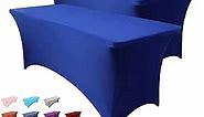 Hussome 2 Pack 6FT Table Cloth for Rectangle Table Royal Blue Tablecloth Rectangular Fitted Stretch Spandex Table Covers 6 ft for Birthday, Cocktail, Wedding, Banquet Spring Summer Outdoor Party