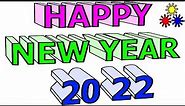 How To Draw Happy New Year 2022, Drawings Pictures Easy | Jolly Toy Art