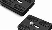 2 Pieces Metal Quick Release Plate with 1/4''-20 Camera Screw Tripod Mount Plate Fits Standard for DSLR Camera Tripod Ball Head, Black (PU50)