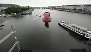Daredevil divers plunge into Prague river