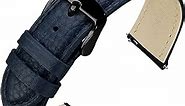 ANNEFIT Watch Band 20mm, Quick Release Textured Padded Leather Straps with Black Buckle for Men and Women (Dark Blue)