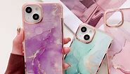 Case for Samsung A54 5G Marble Case, Galaxy A54 5G Case Anti-Yellow TPU Bumper Shockproof Protective Cover for Women Girls Glitter Shiny Case for Samsung Galaxy A54 5G - Purple Marble YBB