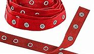 Mandala Crafts Metal Snap Tape for Sewing by Yard - Red Cotton Snap Button Trim Baby Snaps for Sewing - Fastener Button Strips Snap Tape for Baby Clothes 3 Yards Red Snap Tape