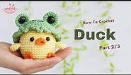 #319 | Duck in Frog hat (2/3) | Crochet Amigurumi Animal | Amigurumi for Beginners | @AmivuiStudio