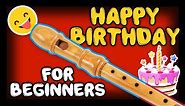 Happy Birthday Recorder with backing track for beginners - Joyeux anniversaire à la flûte à bec