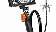VEVOR Articulating Borescope Camera with Light, Two-Way Articulated Endoscope Inspection Camera with 6.4mm Tiny Lens, 5" IPS 1080P HD Screen, 8X Zoom, 8 LED Light Snake Camera for Automotive, Plumbing