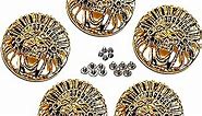 Conchos, Decorative Concho for Handmade, 5 Pack Artificial Turquoise Screw Buttons and Multi Size Screws, Round Metal Sunflower Daisy Indian Eagle OX Head DIY Leathercraft (Indian-Golden)