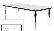 Correll 36"x72" Rectangular, Classroom Dry Erase/Markerboard Top, Activity Table, Height Adjustable (19"-29), White Durable High Pressure Laminate, School Furniture, Made in The USA