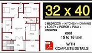 32 X 40 HOUSE PLAN | 32 BY 40 GHAR KA NAKSHA | 32*40 house plan | ENGINEER GOURAV | HINDI