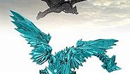 ALVBELLS 3D Printed Dragon Toys Action Figures with Movable Joints Wings, Flying Diamond Dragon Relief Anti-Anxiety Articulated Dragon Toy Dragon Figurines for Adults/ Collectors (Azure, 17.7in)