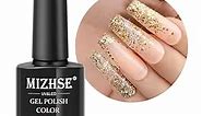 MIZHSE Gold Glitter Gel Nail Polish, 10ml Champagne Sparkly Shiny Gel Polish Soak Off UV LED Nail Gel Polish For Nail Art Home DIY Salon Manicure