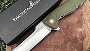 TACTICAL GEARZ Pocket Folding Knife for EDC! G10 Handle! D2 Steel Tanto Blade! Includes Sheath! (Orion OD)