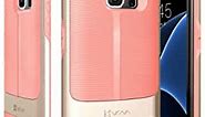 Galaxy S7 Edge Case, Vena [vAllure] Wave Texture [Bumper Frame][CornerGuard ShockProof | Strong Grip] Slim Hybrid Cover for Samsung Galaxy S7 Edge (Gold/Coral Pink)