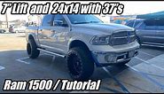 7 inch / 7" Lift on a 2012-2018 Ram 1500 24x14 & 37" Tires and fox shocks. Suspension Tutorial