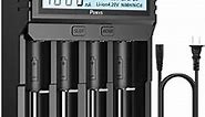18650 Battery Charger with Testing Functions, POWXS Universal 3.7V Charger for Li-Ion Rechargeable Batteries IMR Lithium 26650 21700 18650 16340 14500 10440, Ni-Mh/Ni-Cd AA AAA C Batteries