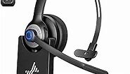 Bluetooth Headset - Wireless Headset with Noise Cancelling Microphone, V5.2 Computer Headphones with USB Dongle, Charging Base & Mic Mute for Work/Call Center/PC/Laptop/Online Class/Zoom