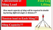 How to calculate sling capacity or tension during lifting of material by 4 leg