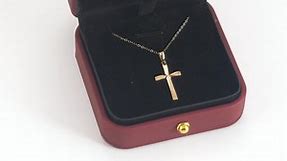 14K Solid Gold Cross Necklace for Women