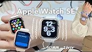 🦋2022 Apple Watch SE unboxing (silver + starlight sport band) - accessory, setup, customization ☁️