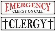 Window Signs - Clergy Signs - 3 inches X 12 inches Car Window Signs - Set of 2 - Emergency & Standard Options, 13514