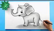 Cute Elephant Drawing