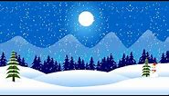 SNOW fall night | winter landscape | Christmas time | cartoon Background animation | Video Wallpaper